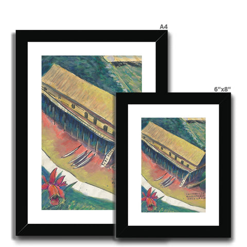 LONGHOUSES, SAWAWAK Framed & Mounted Print