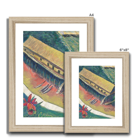 LONGHOUSES, SAWAWAK Framed & Mounted Print